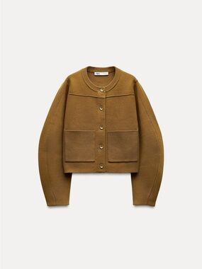 Zara Women's Ochre Boxy Button Cardigan